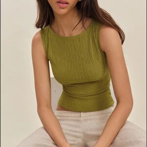 Reformation Dusk Knit Top Green